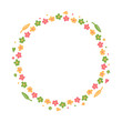 © cosmic_pony - Spring, summer cute round frame with cute doodle flowers, leaves, hearts.