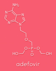 Adefovir hepatitis B and herpes simplex virus (HSV) drug molecule. Skeletal formula.