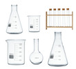 Laboratory glassware set isolated on white background