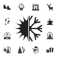 Wall Mural - snowflake with sun icon. set of elements christmas holiday or new year icons. winter time premium qu