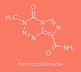 Wall Mural - Temozolomide cancer chemotherapy drug molecule. Skeletal formula.