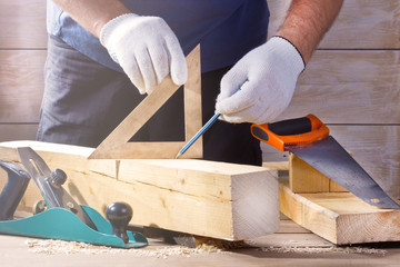 Wall Mural - Man with carpenters tools.Hobby for man.