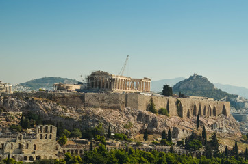 Wall Mural - acropolis parthenon caryatids landscape athesn greece morning