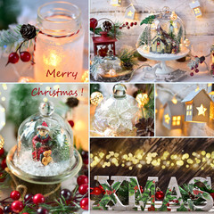 Wall Mural - Christmas collage with retro style home decorations