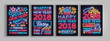 © Ivan - Happy New Year 2018 Set Poster Vector Illustration. Neon signs. Collection brochure design in a neon style style invitation invitation for the New Year party. Postcard, flyer, card, party promotion