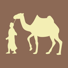 Flat Icon On Theme Arabic Business Bedouin With A Camel