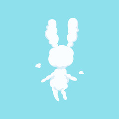 Sticker - Flat vector design of cloud forming cute little bunny. Cartoon silhouette of animal. Sweet kids graphic for fairytale book, print or greeting card