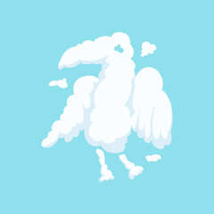 Sticker - Cloud in bizarre shape of eagle isolated on blue. Silhouette of predatory bird. Funny cartoon animal. Flat vector design for kids story book, print or postcard