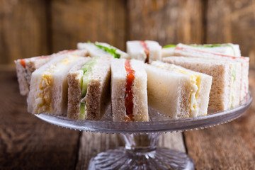 Canvas Print - English tea sandwiches on cake stand