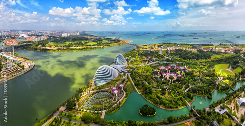 Panorama view of Singapore City skyline in Singapore Wallpaper Mural