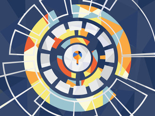 Wall Mural - cyber security concept vector illustration. keyhole on multicolor technology circle background.