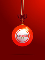 Wall Mural - Christmas bingo lottery bauble on red background