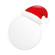 weißes rundes etikett mit weihnachtsmütze
