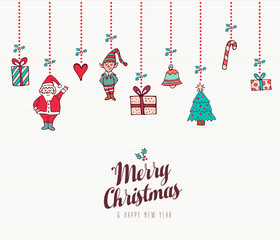 Fototapete - Christmas and new year holiday ornament card