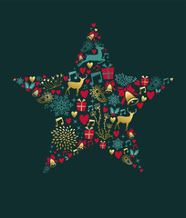 Wall Mural - Christmas and new year star decoration card