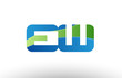 © dragomirescu - blue green ew e w alphabet letter logo combination icon design