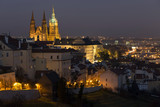 Fototapeta Miasto - Winter night Prague City with gothic Castle, Czech Republic