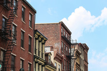 Neighborhood In The City / Brick Housing Buildings / Row Homes 