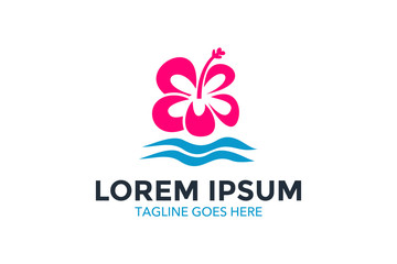  resort logo with beach and coconut palms view