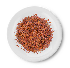 Quinoa in a plate on white background