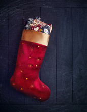 Red Stocking With Christmas Presents