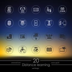 Poster - Set of distance learning icons