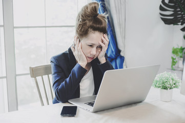 young business woman having a lot hard work and many trouble per day