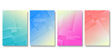 Set Of Vector Geometric Colorful Templates. Abstract Three Dimensional Blocks With Gradient Effect. Applicable For Brochures, Banners, Posters And Fliers.