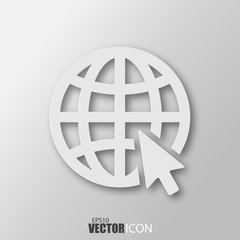 Web icon in white style with shadow isolated on grey background.