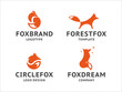Collection of orange fox logos, emblem, illustration in a minimalist style