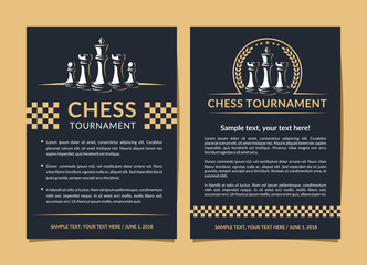 Wall Mural - chess flyer design - vector illustration, leaflet, poster on a dark background