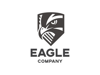 Wall Mural - head of the eagle on the shield - black logo, mark, emblem on a white background