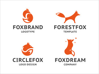 Wall Mural - collection of orange fox logos, emblem, illustration in a minimalist style