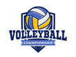Volleyball championship logo, emblem, icons, designs templates with volleyball ball and shield on a light background