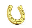 Gold horseshoe on a white background. 3D illustration