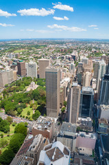 Wall Mural - Aerial view on Sydney skyscrapers with city sprawl