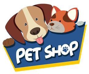 Poster - Pet shop sign with cute dog and cat