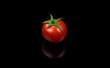 Fototapeta Łazienka - Fresh cherry tomato single on black background
