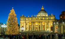 Saint Peter Basilica In Rome At Christmas