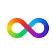 Infinity sign color spectrum. Rainbow gradient in the shape of the infinity sign. Eight sign colorful gradient.