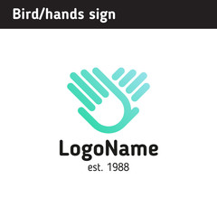 Hand logo wings of a bird, for an educational or charitable organization