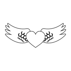 Wall Mural - Angels wings with heart icon vector illustration graphic design