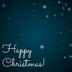 Happy Christmas greeting card. Sparse snowfall background. Sparse snowfall on blue background.unique vector illustration.