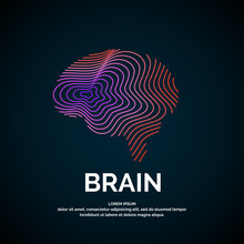 Vector Logo Brain Color Silhouette