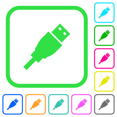 Poster - USB plug vivid colored flat icons icons