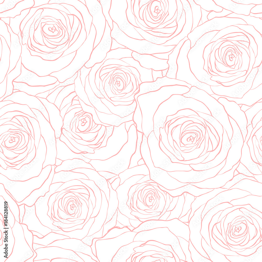 roses seamless vector pattern Stock Vector | Adobe Stock