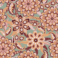  ethnic flowers seamless vector pattern