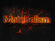 Metabolism Fire text flame burning hot lava explosion background.