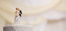 Wedding Doll Cake. Love Couple . Teddy Bear On Wedding Cake