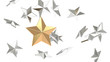 © NARUEDOL - gold and many silver star floating white background 3d rendering